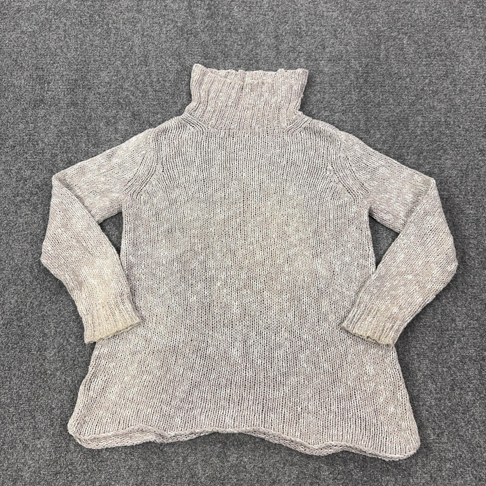 Eileen Fisher Sweater Tunic Womens Small Gray Chunky Knit Turtleneck Long Sleeve